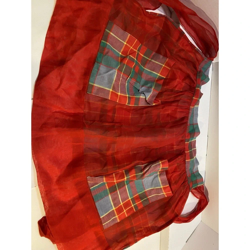 Half Christmas Apron‎ Holiday can be worn on both sides pockets Vintage